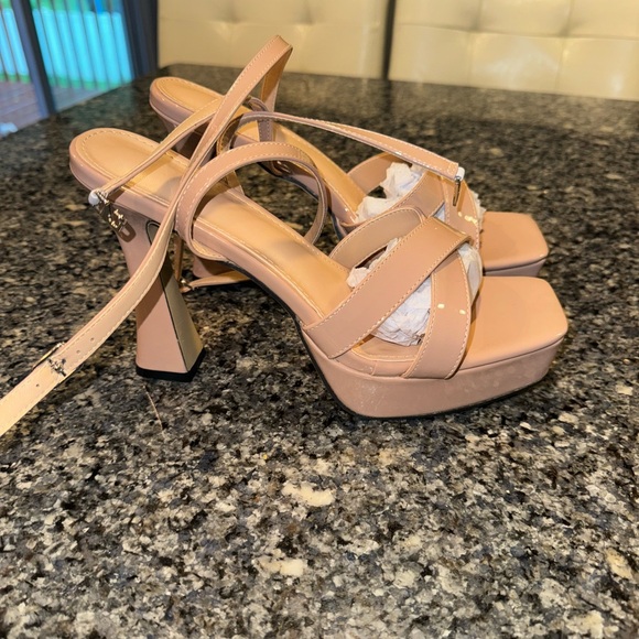 Women Platform Pyramid Heeled Sandals, Elegant Open Toe Ankle Strap Sandals - Picture 1 of 4